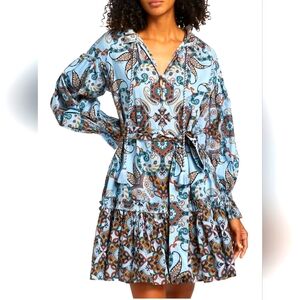 Cara Cara Poppy Paisley Belted Minidress Size Large NWT